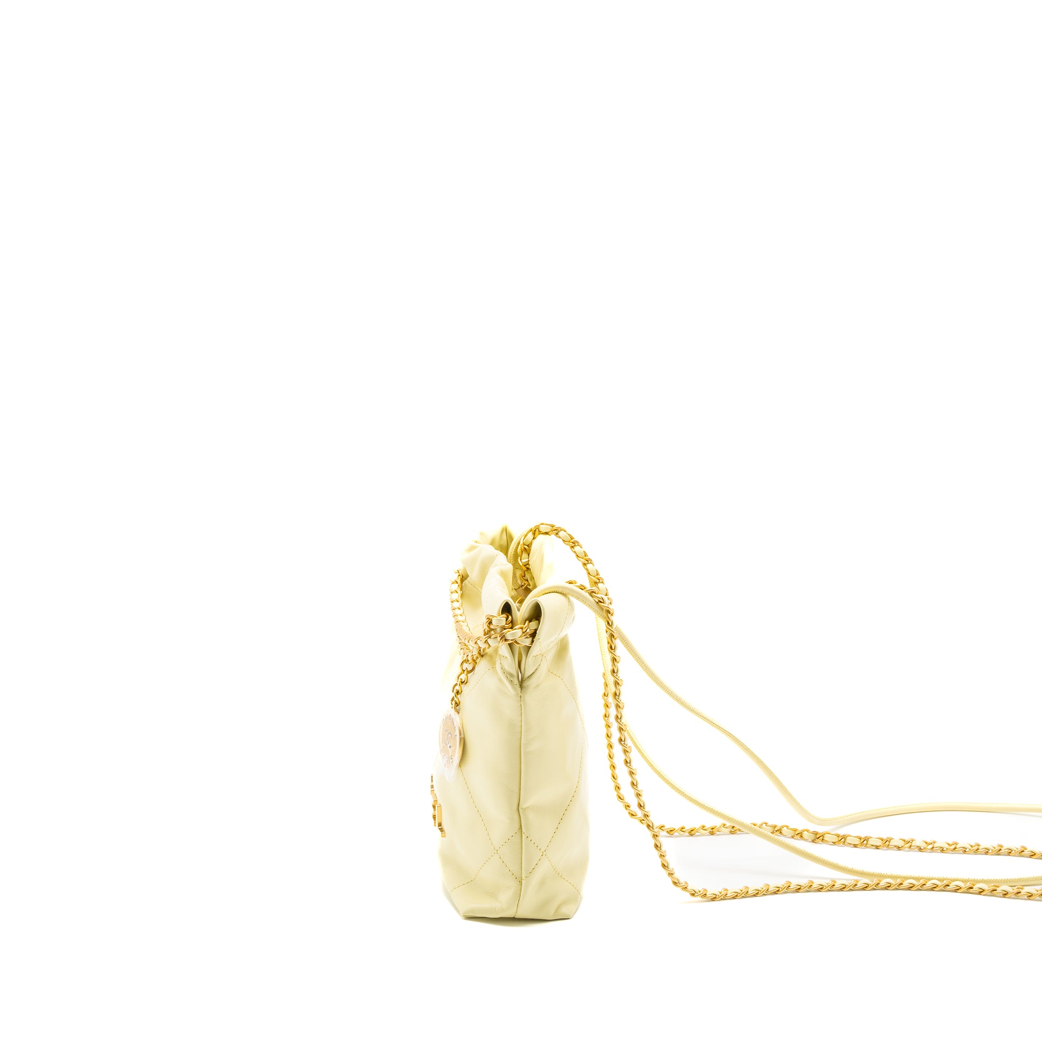 Chanel 23S Mini 22 Bag Shiny Calfskin Light Yellow Brushed GHW (Microchip) - Image 4