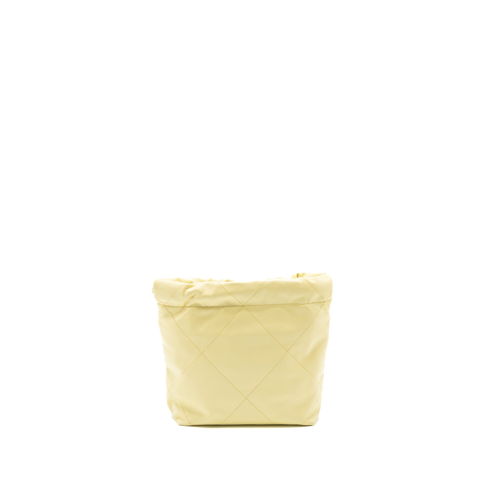 Chanel 23S Mini 22 Bag Shiny Calfskin Light Yellow Brushed GHW (Microchip) - Image 2