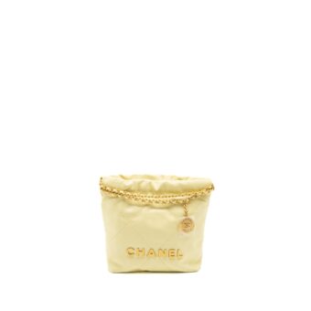 Chanel 23S Mini 22 Bag Shiny Calfskin Light Yellow Brushed GHW (Microchip)
