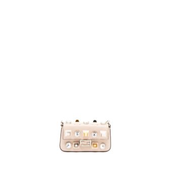 Fendi Mini Flap Clutch with Chain Lambskin Light Pink SHW