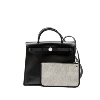 Hermes Herbag 31 Zip Bag Toile H Berline Canvas/Vache Hunter Black/Ecru SHW Stamp Z