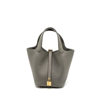 Hermes Picotin 18 Lock Bag Clemence 0L Gris Meyer GHW Stamp U