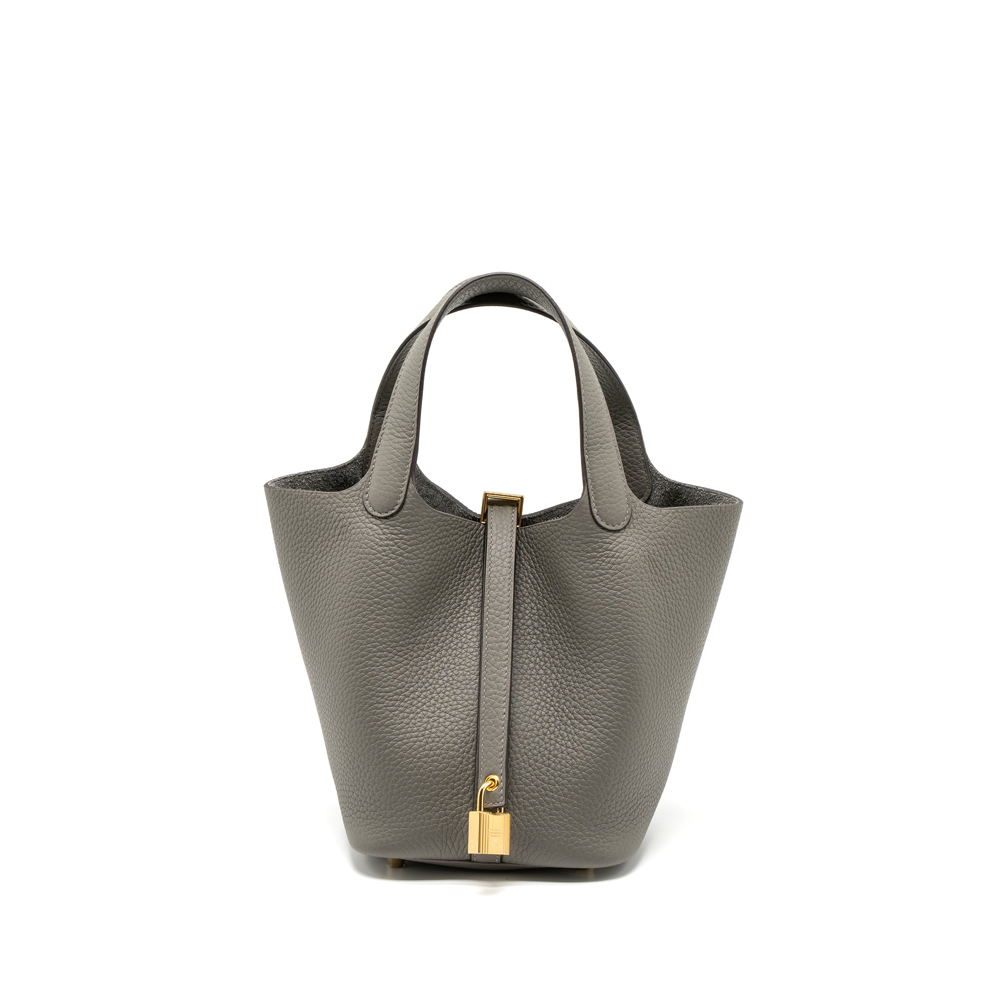 Hermes Picotin 18 Lock Bag Clemence 0L Gris Meyer GHW Stamp U