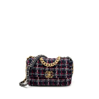Chanel Small 19 Bag Tweed Black/Red/White Multicolour Hardware