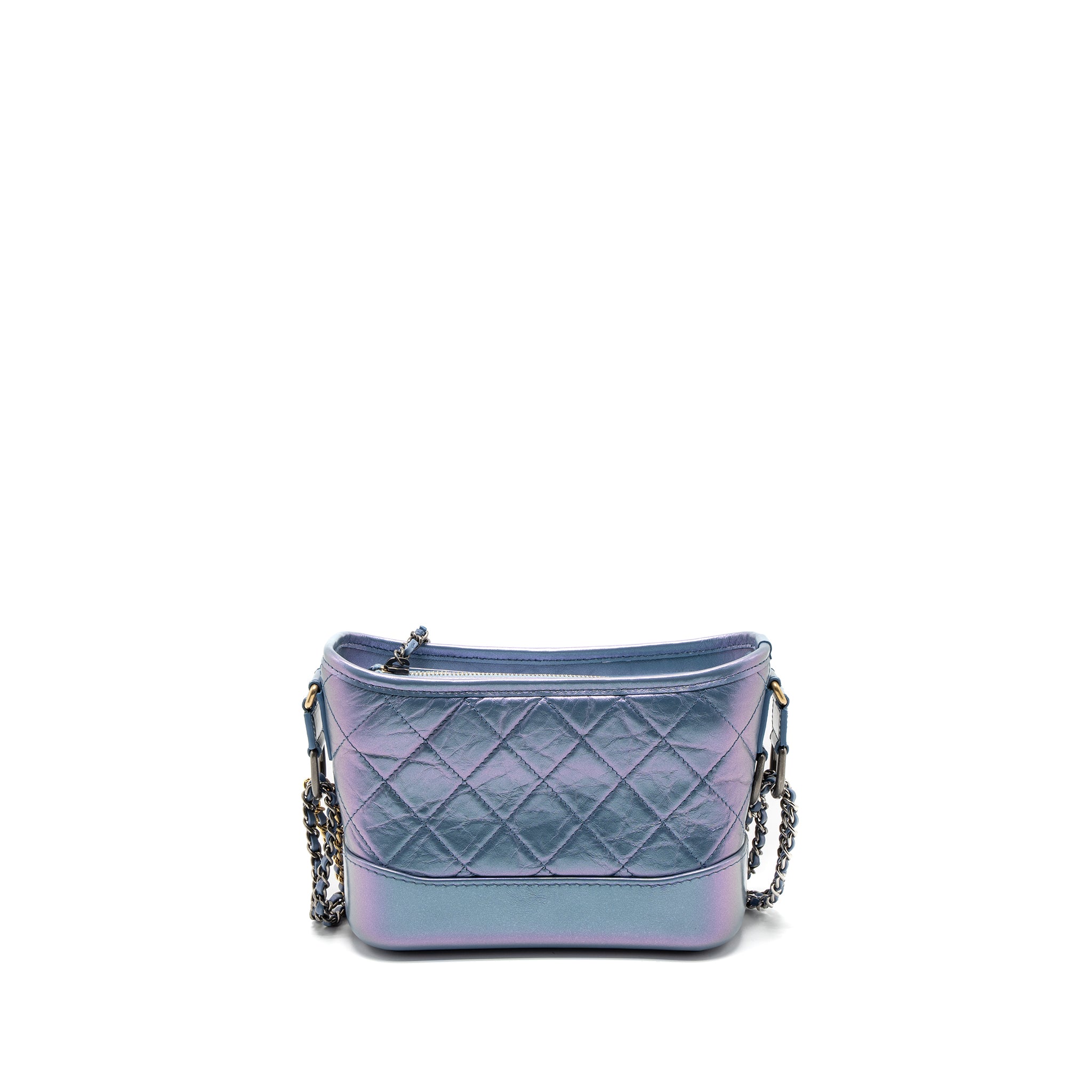 Chanel Small Gabrielle Hobo Bag Aged Calfskin Iridescent Blue Multicolour Hardware - Image 2