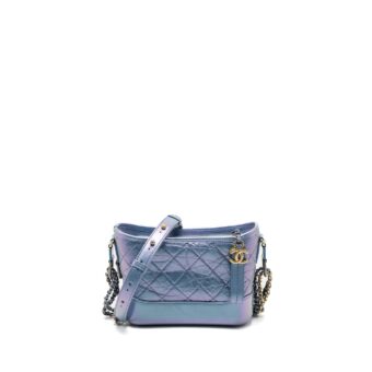 Chanel Small Gabrielle Hobo Bag Aged Calfskin Iridescent Blue Multicolour Hardware