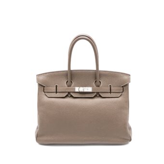 Hermes Birkin 35 Clemence Etoupe SHW Stamp Square L