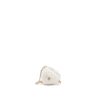 Chanel 22S Small Heart Bag Lambskin White LGHW