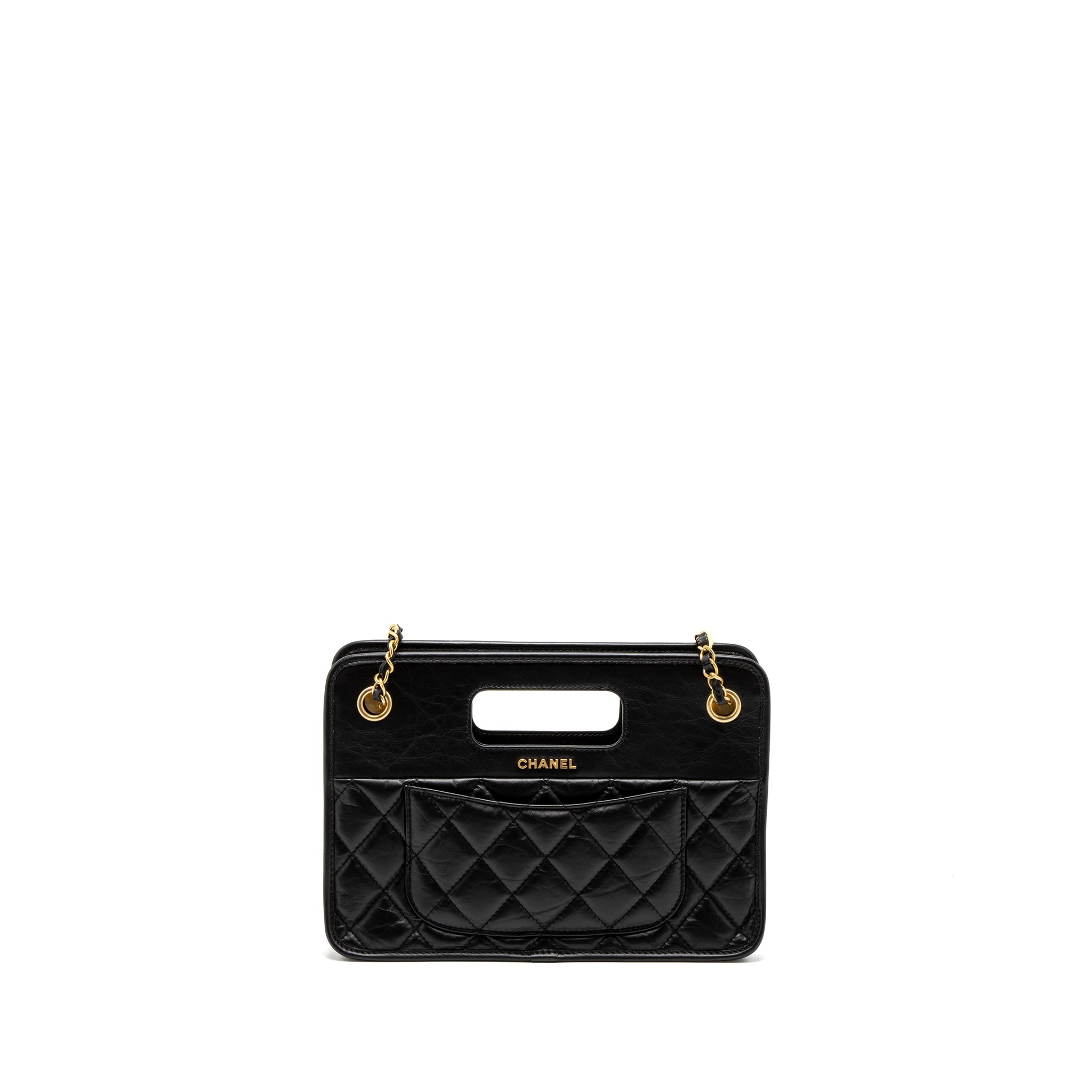 Chanel 23S Clutch Bag with Chain Calfskin Black Brushed GHW (Microchip) - Image 2