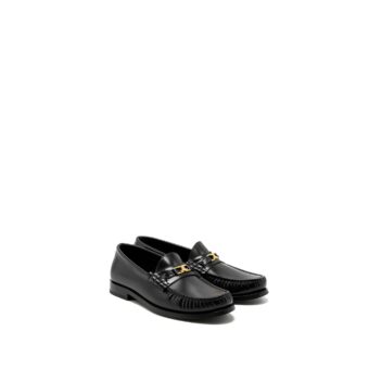 Celine Size 37 Luco Triomphe Loafer Calfskin Black GHW