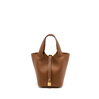 Hermes Picotin 18 Lock Bag Clemence Gold GHW Stamp B