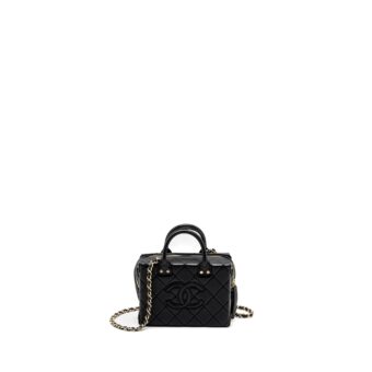 Chanel 22B Small Vanity Case Calfskin Black GHW (Microchip)