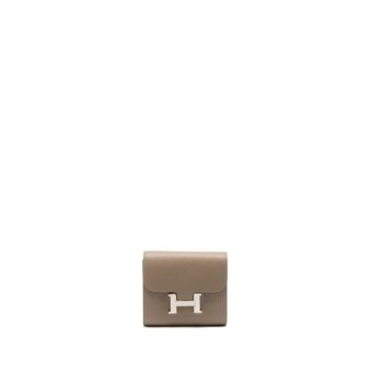 Hermes Constance Compact Wallet Evercolor Gris Asphalte SHW Stamp C