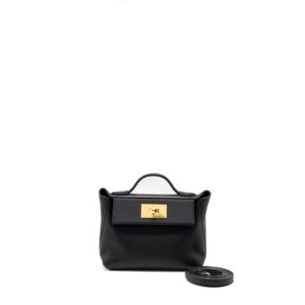 Hermes Mini 24/24 2424 - 21 Bag Volupto/Swift Black GHW Stamp U