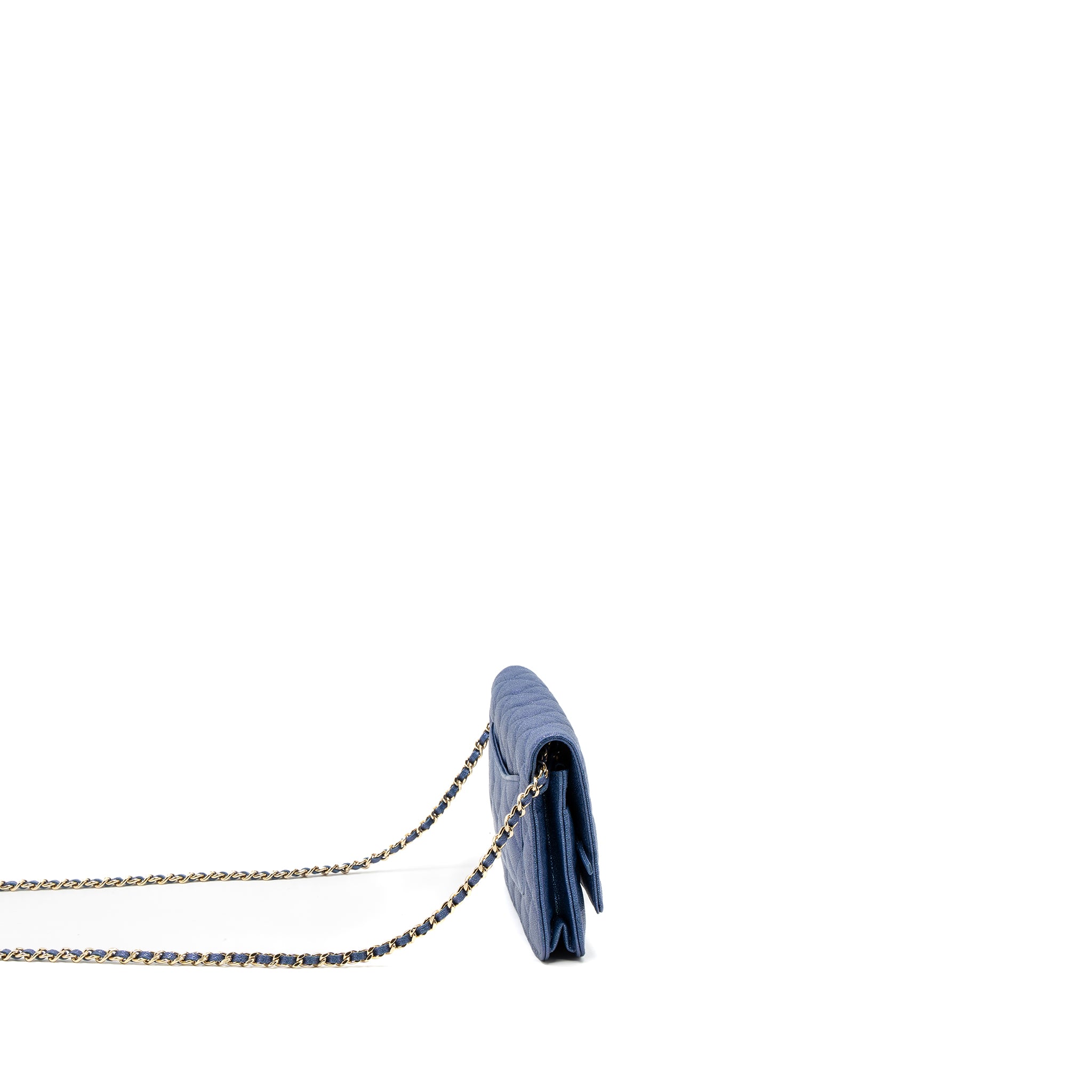 Chanel Classic Wallet On Chain Caviar Iridescent Blue LGHW - Image 3