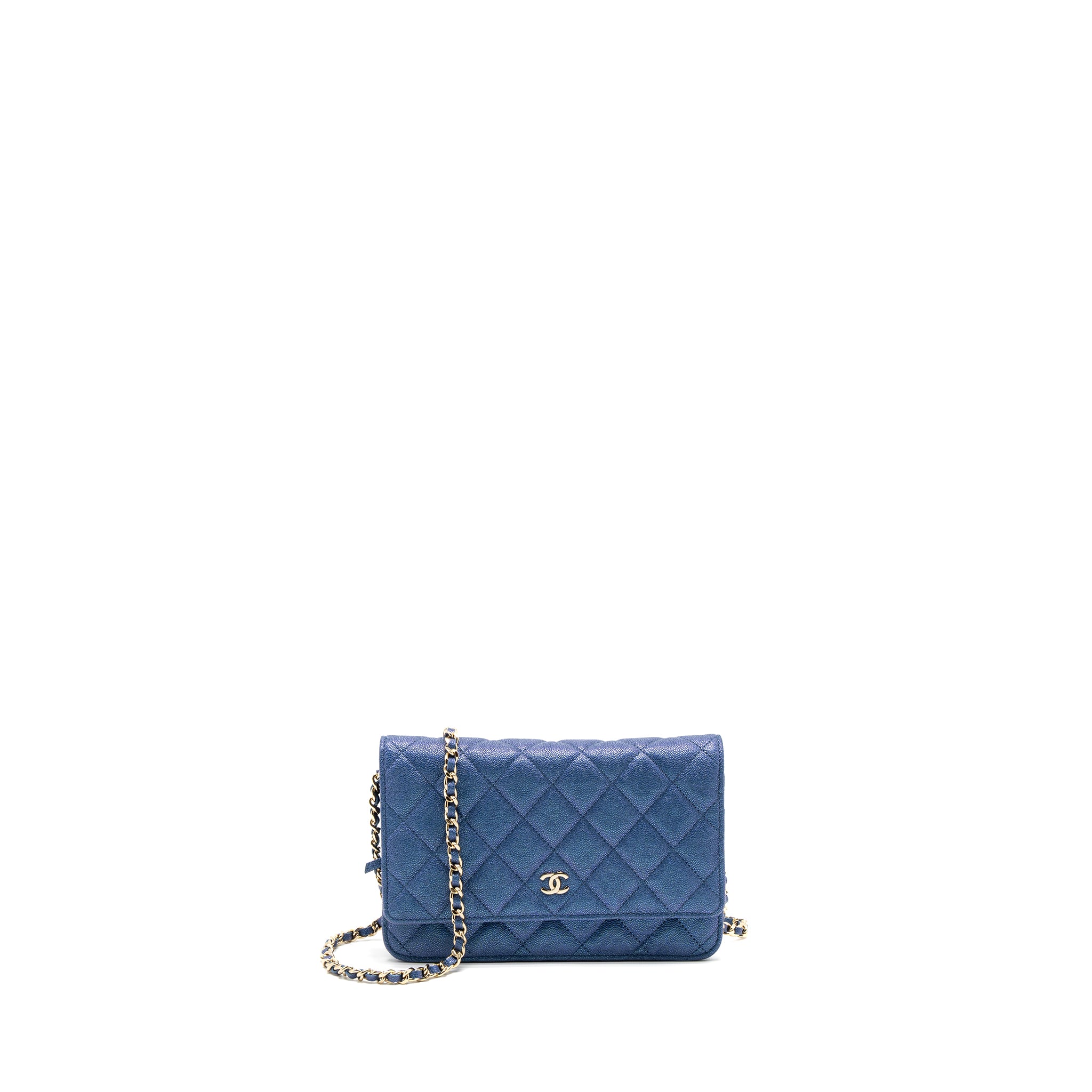 Chanel Classic Wallet On Chain Caviar Iridescent Blue LGHW