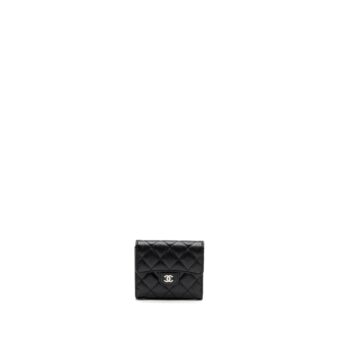 Chanel Classic Compact Wallet Caviar Black SHW (Microchip)