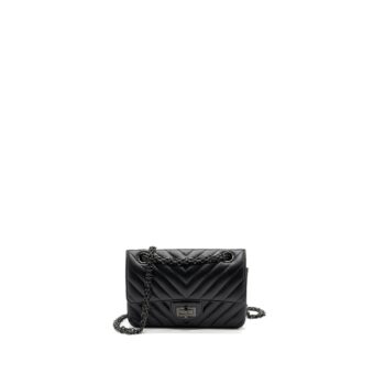 Chanel Mini 2.55 Reissue Flap Bag Chevron Calfskin So Black (Microchip)