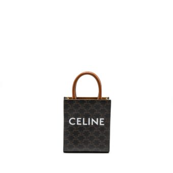 Celine Mini Vertical Cabas Triomphe Canvas Brown GHW