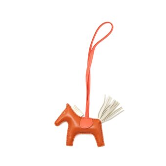 Hermes Rodeo PM Bag Charm Cornaline/Craie/Rose Texas Stamp U