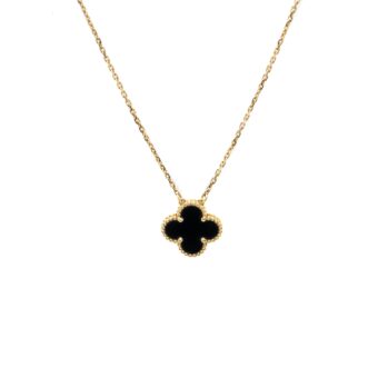 Van Cleef & Arpels Vintage Alhambra Pendant Onyx Yellow Gold