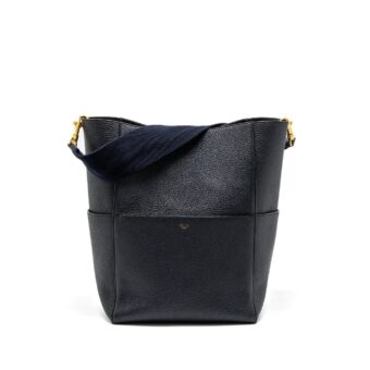 Celine Sangle Bucket Bag Calfskin Navy GHW