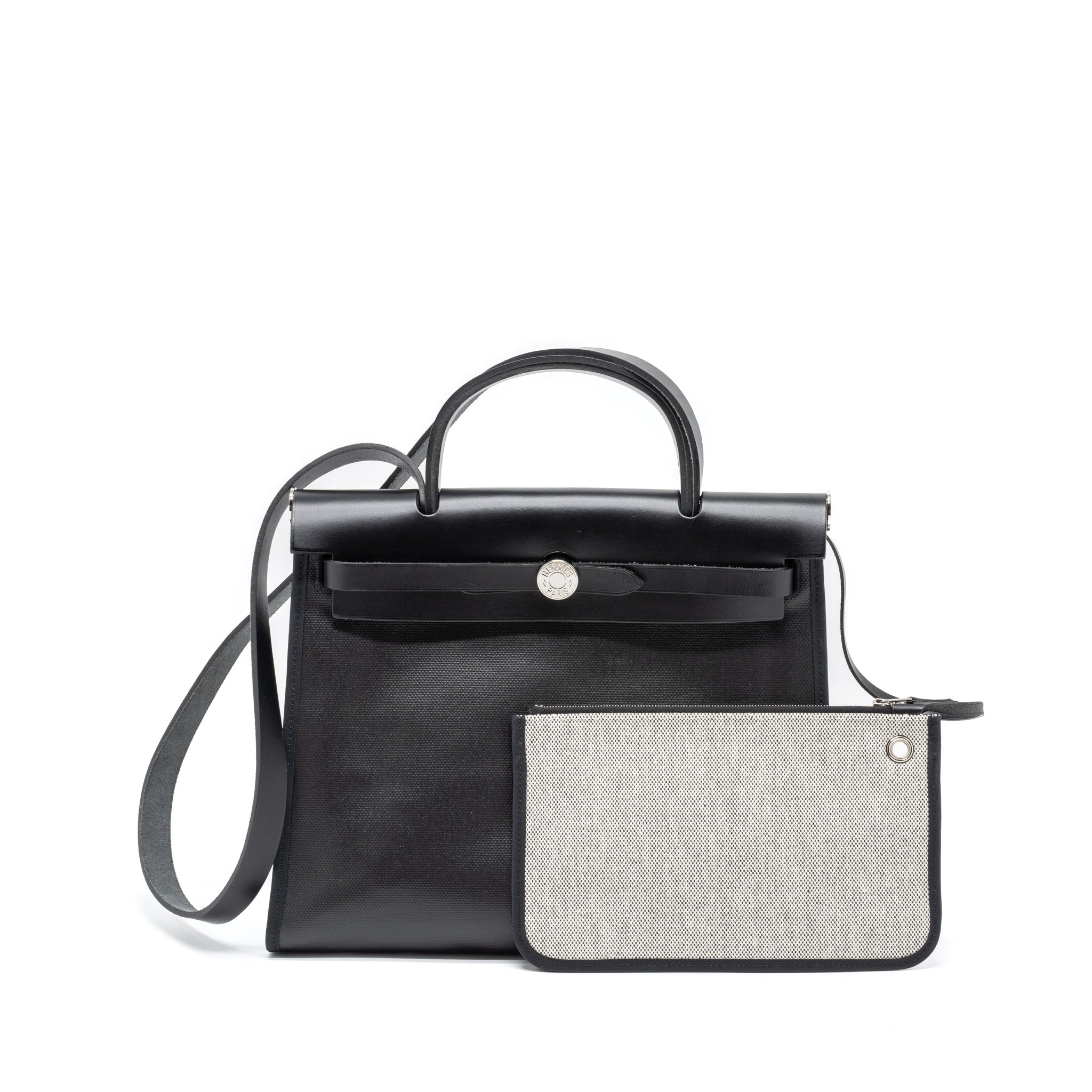 Hermes Herbag 31 Berline Canvas/Vache Hunter Black SHW Stamp C