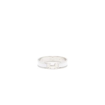 Hermes Size PM Clic H Bracelet White Silver Tone