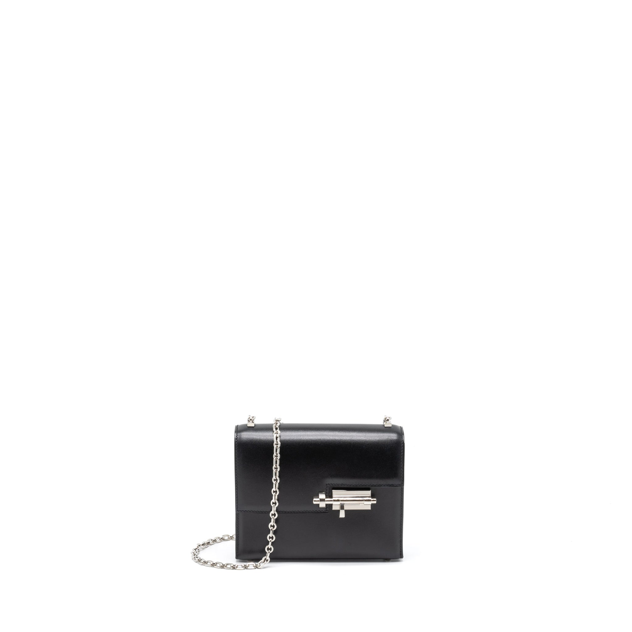 Hermes Mini Verrou Box Black SHW Stamp D