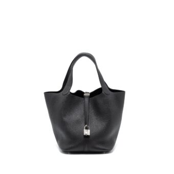 Hermes Picotin 22 Lock Bag Clemence Black SHW Stamp U