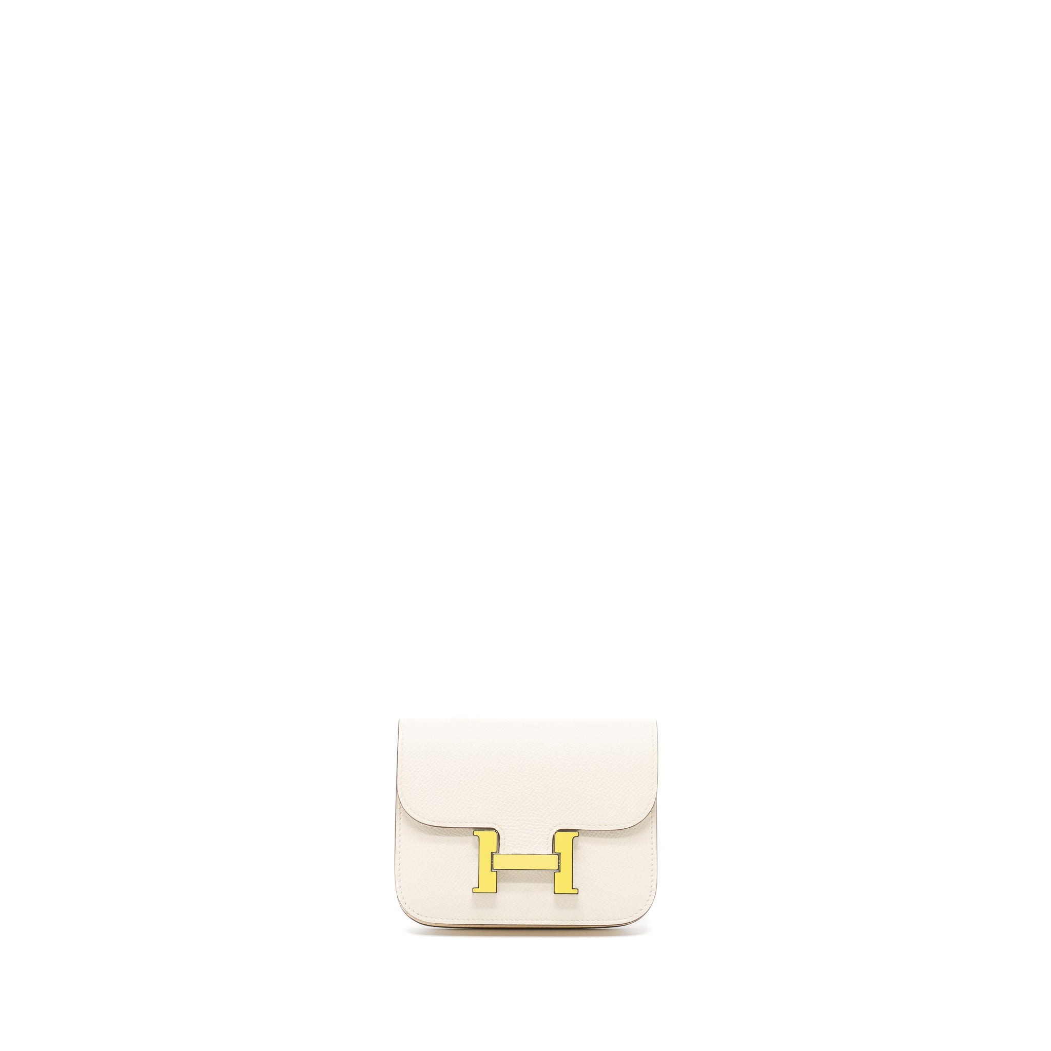Hermes Constance Slim Epsom Nata/Lime Laque Hardware Stamp Z