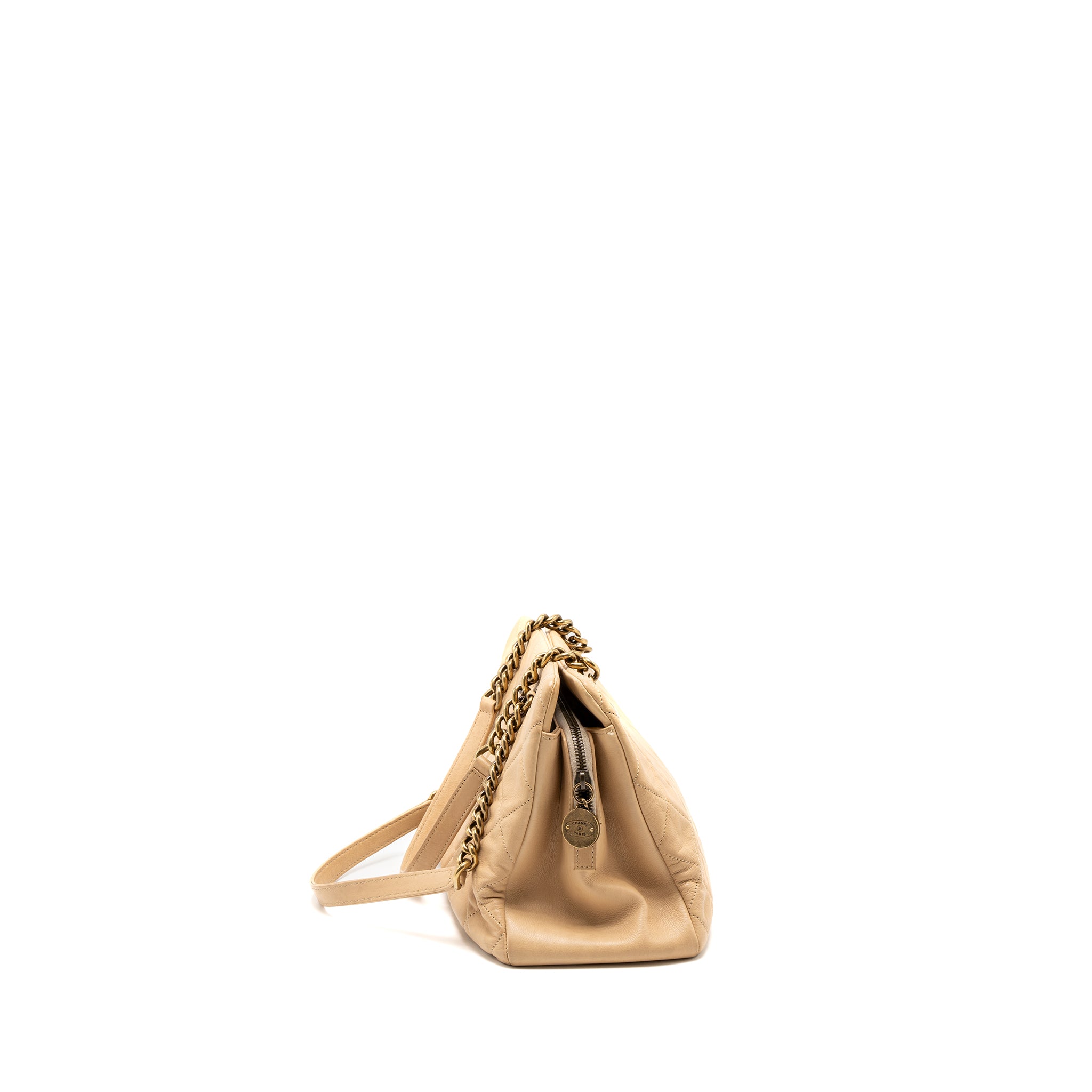 Chanel Shopping Tote Calfskin Beige GHW - Image 4