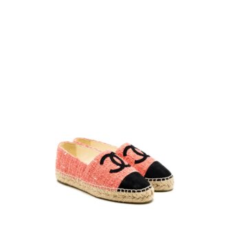 Chanel Size 35 Espadrilles Cotton/Tweed Pink/Black