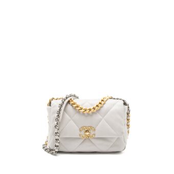 Chanel Small 19 Bag Lambskin Light Grey Multicolour Hardware (Microchip)