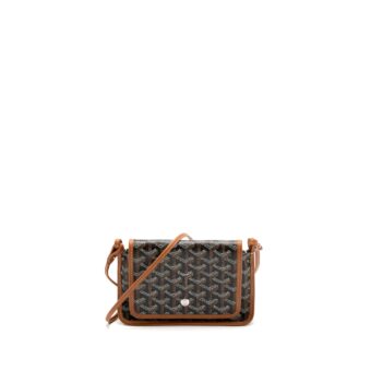 Goyard Plumet Pocket Wallet Goyardine Canvas/Calfskin Black/Brown SHW