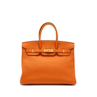 Hermes Birkin 35 Togo Orange GHW Stamp Square P