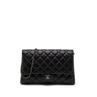 Chanel Timeless Clutch with Chain Lambskin Black Ruthenium Hardware