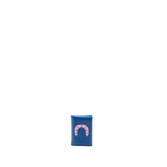 Hermes Calvi Duo Card Holder Swift Limited Print Blue France/Mauve Sylvestre SHW Stamp U