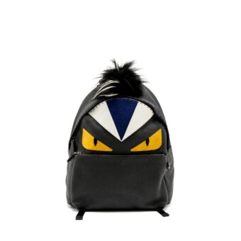 Fendi Large Backpack Calfskin/Fur/Crocodile Black/Multicolour SHW