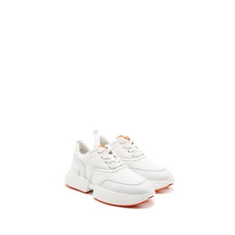 Hermes Size 38 Giga Sneaker Mesh/Calfskin White/Orange