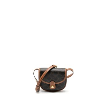 Celine Mini Besace in Triomphe Canvas/Calfskin Tan GHW