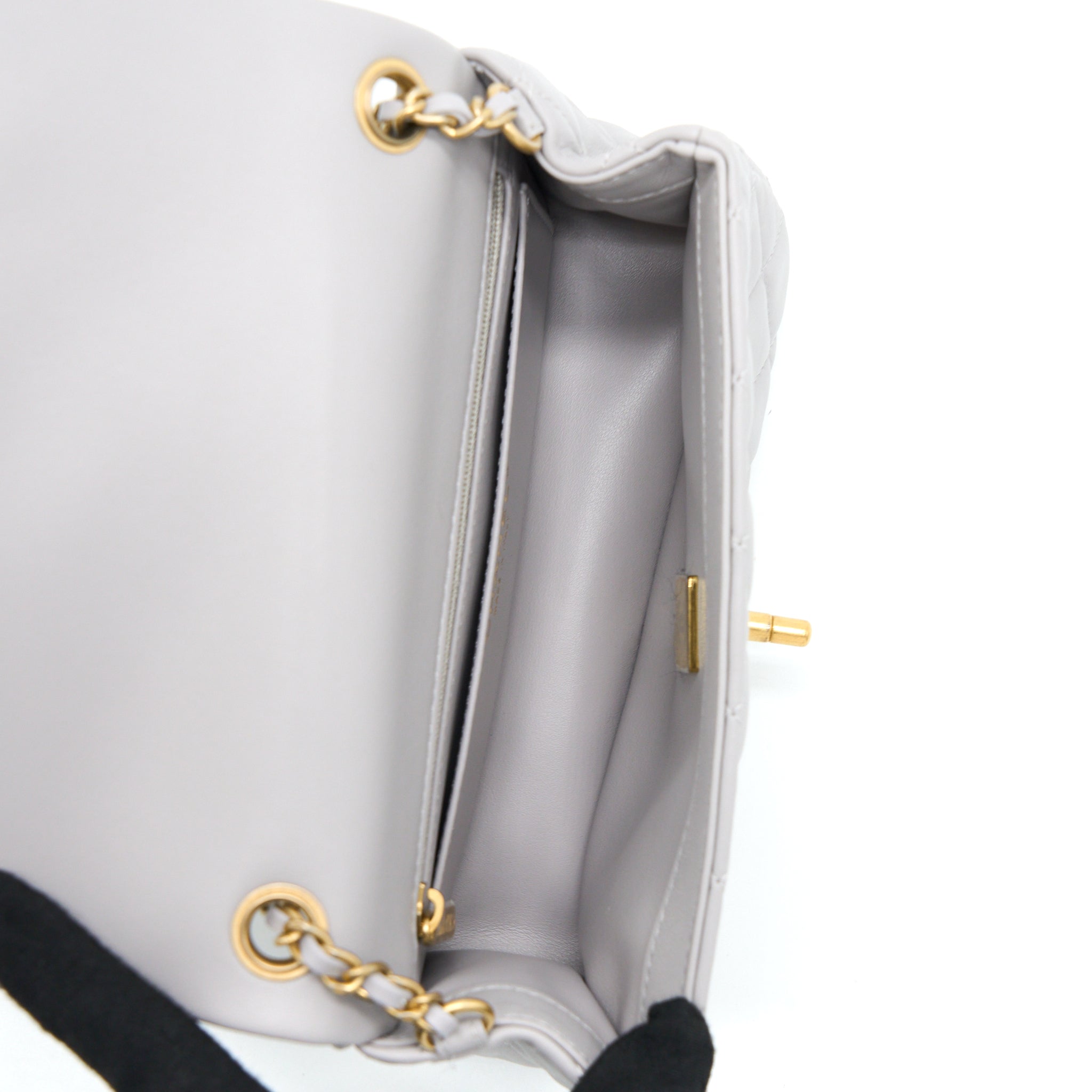 Chanel Pearl Crush Mini Rectangular Flap Bag Lambskin Light Grey Brushed GHW (Microchip) - Image 6
