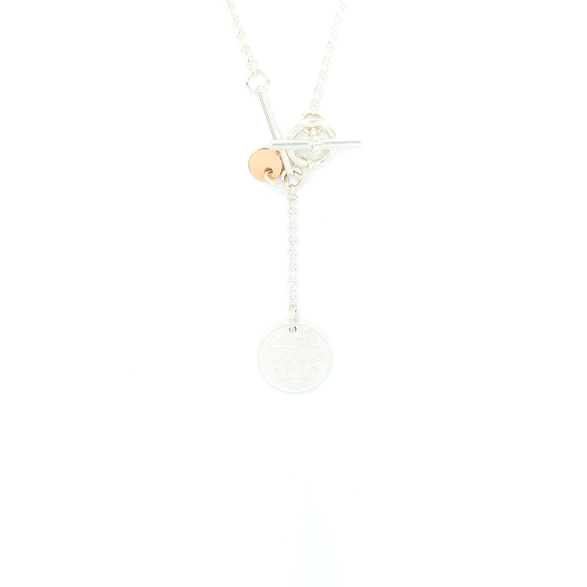 Hermes Small Model Ex-Libris Pendant Silver/Rose Gold - Image 3