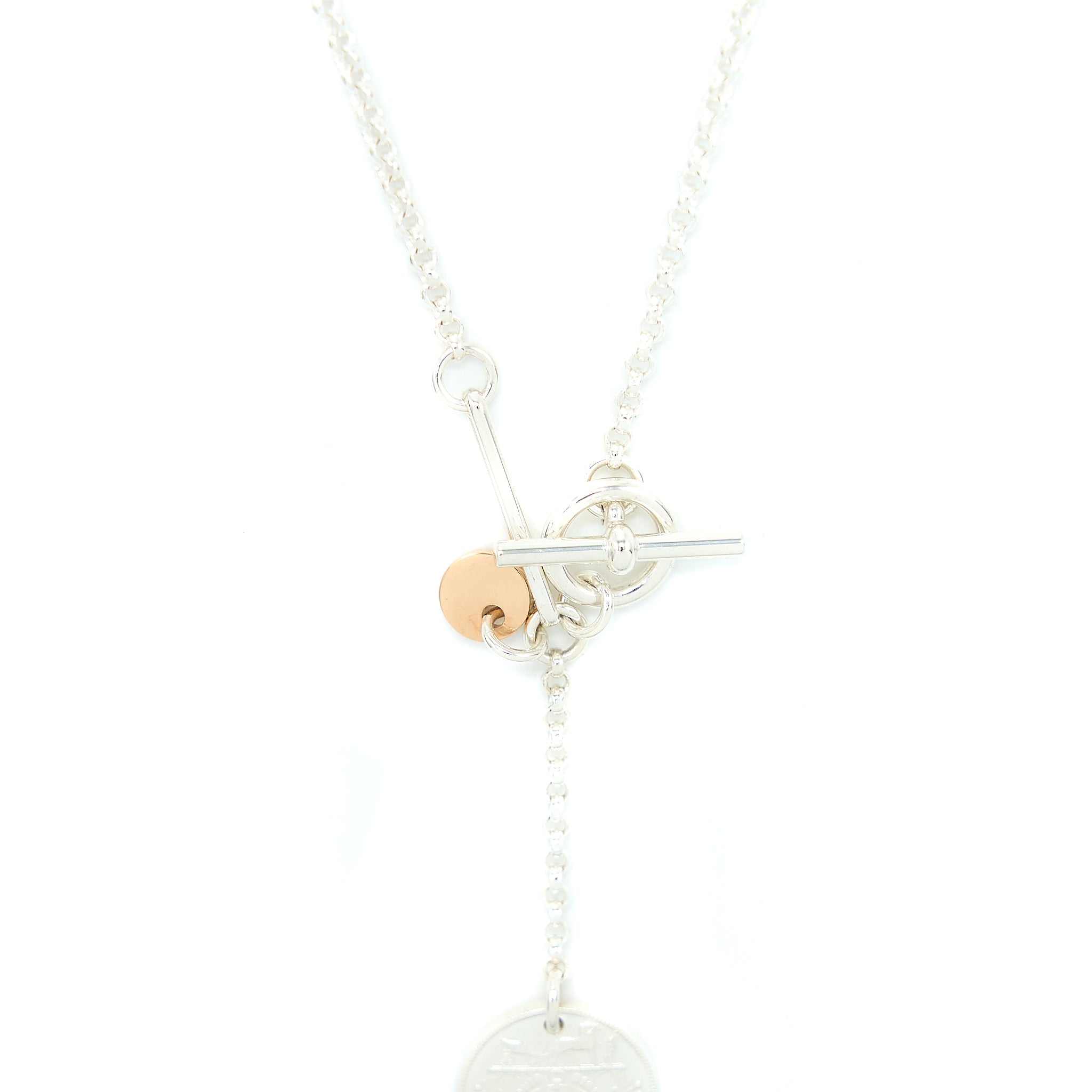 Hermes Small Model Ex-Libris Pendant Silver/Rose Gold - Image 4