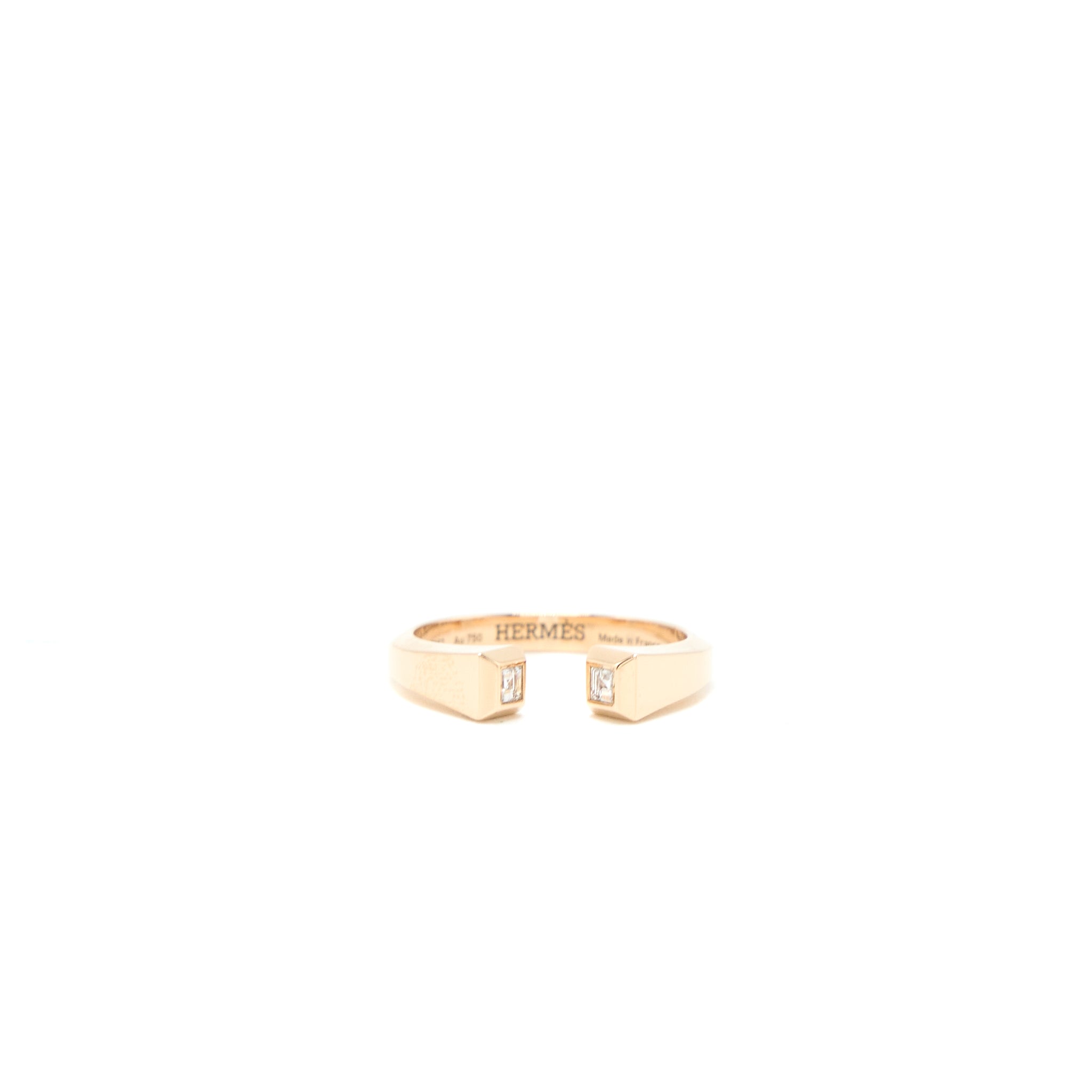 Hermes Size 51 Small Model Clou De Forge Ring Rose Gold with Diamonds