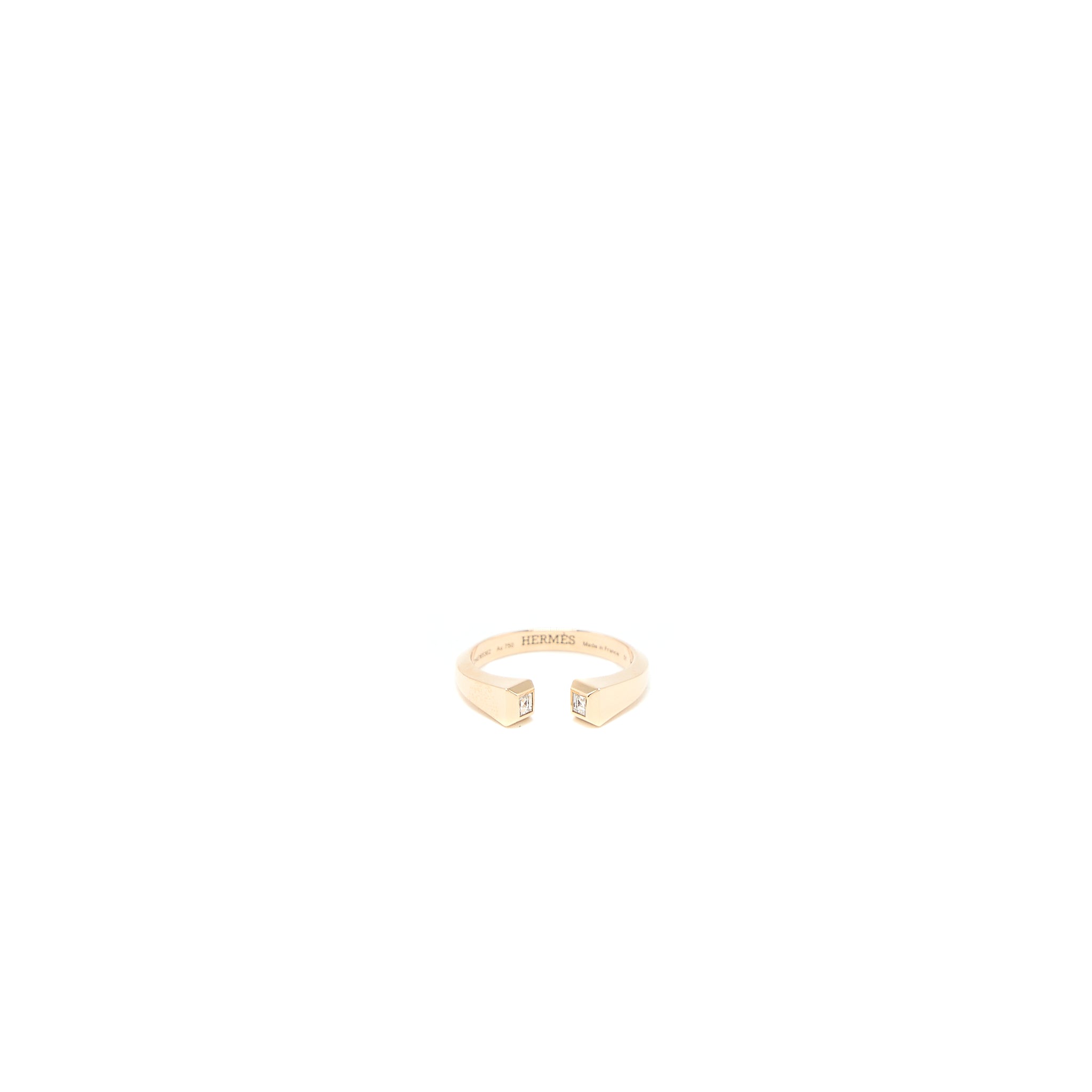 Hermes Size 51 Small Model Clou De Forge Ring Rose Gold with Diamonds - Image 3