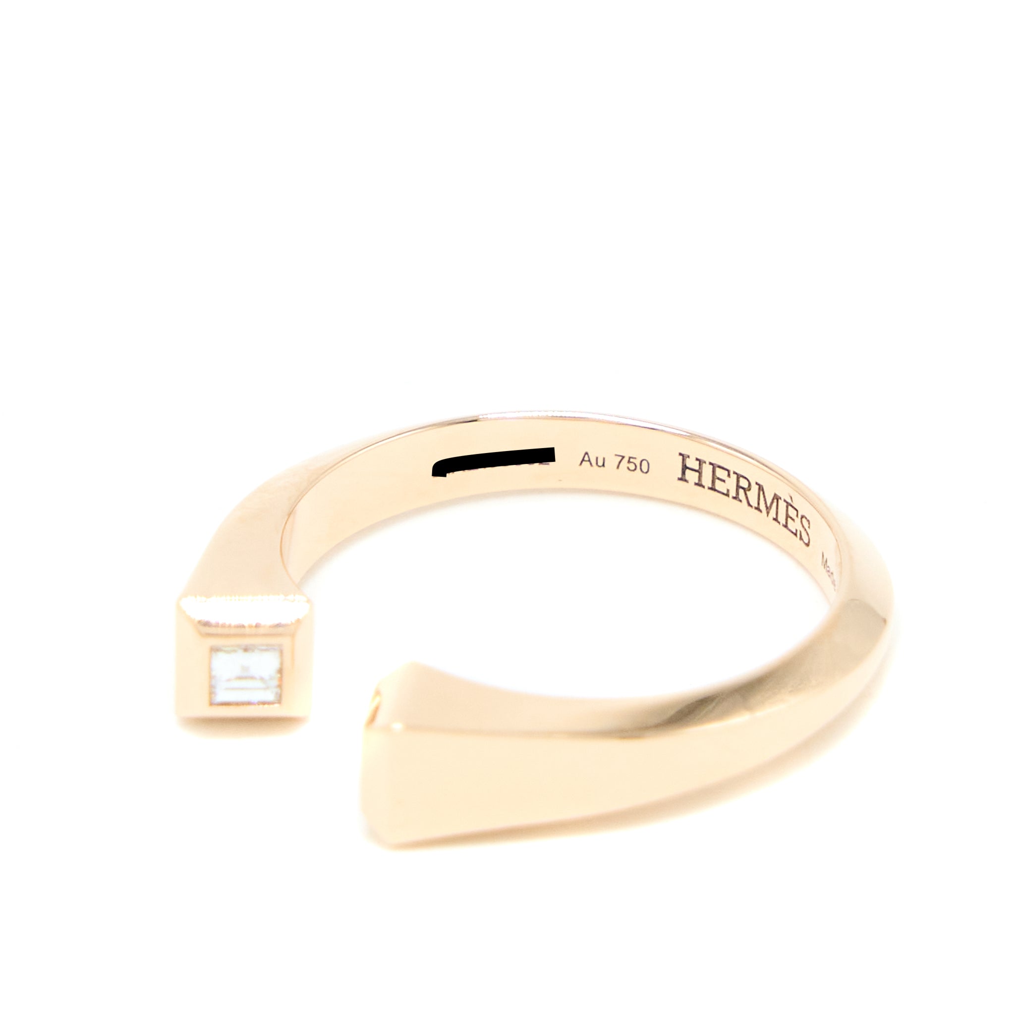 Hermes Size 51 Small Model Clou De Forge Ring Rose Gold with Diamonds - Image 6