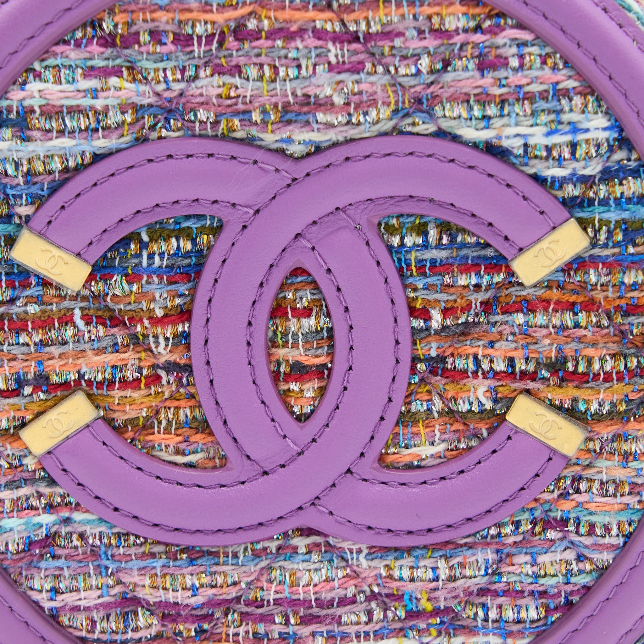 Chanel Round Clutch with Chain Lambskin/Tweed Multicolour GHW - Image 6