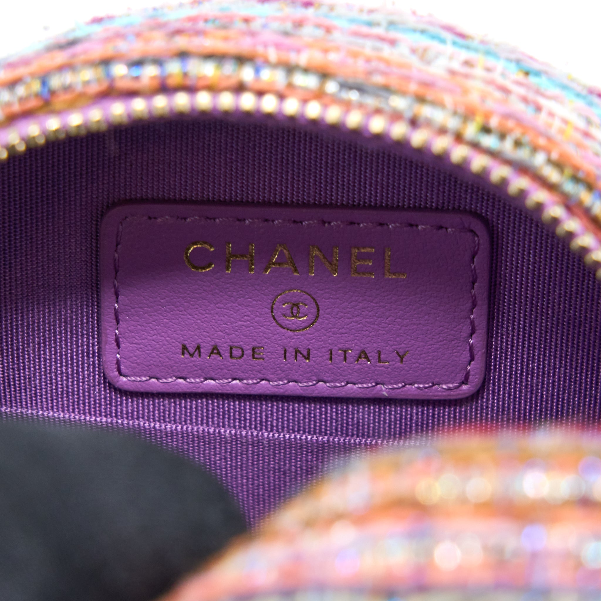 Chanel Round Clutch with Chain Lambskin/Tweed Multicolour GHW - Image 11