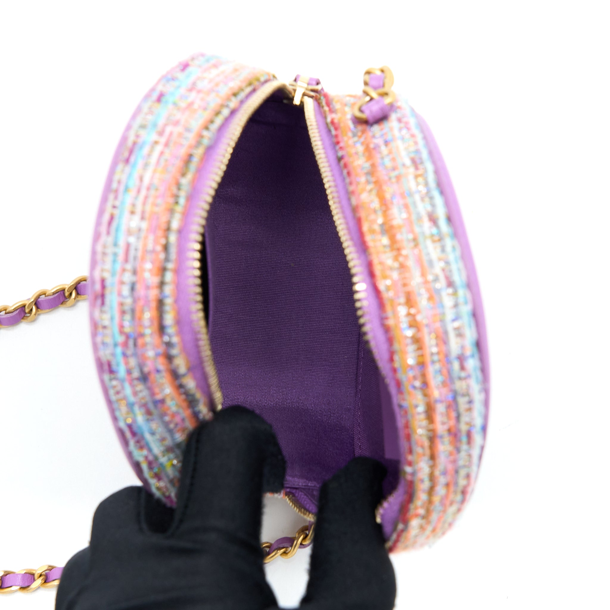 Chanel Round Clutch with Chain Lambskin/Tweed Multicolour GHW - Image 5